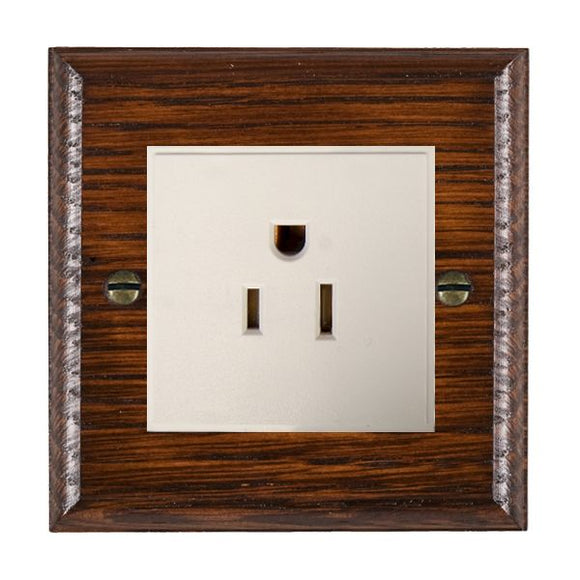 Hamilton WOA5258W Woods Ovolo Antique Mahogany 1 gang 15A 110V AC American Unswitched Socket White Insert