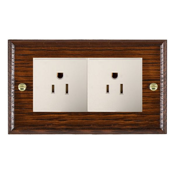 Hamilton WOA5320W Woods Ovolo Antique Mahogany 2 gang 15A 110V AC American Unswitched Socket White Insert
