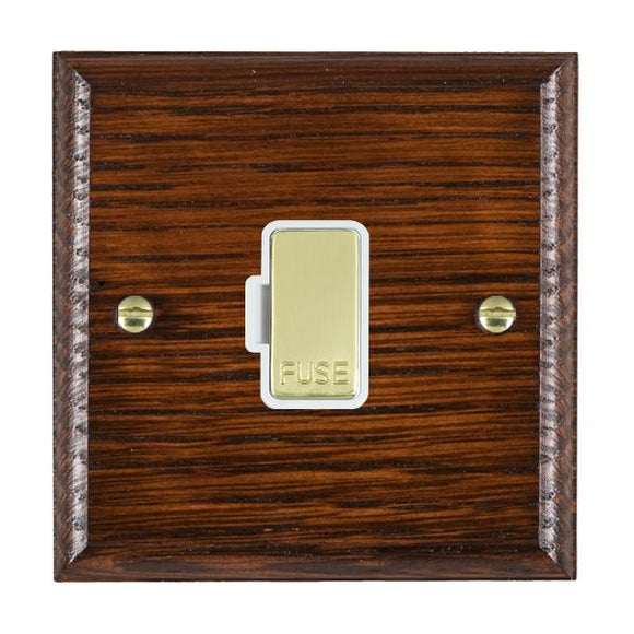 Hamilton WOAFOPB-W Woods Ovolo Antique Mahogany 1 gang 13A Fuse Only Polished Brass/White Insert