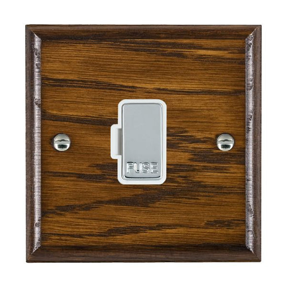 Hamilton WODFOBC-W Woods Ovolo Dark Oak 1 gang 13A Fuse Only Bright Chrome/White Insert