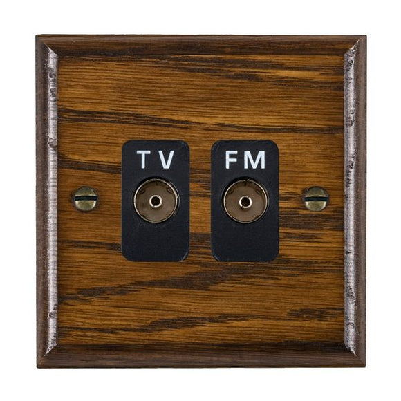 Hamilton WODTVFMB Woods Ovolo Dark Oak Isolated TV/FM Diplexer 1in/2out Black Insert