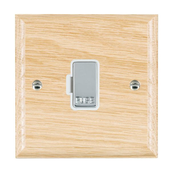 Hamilton WOLFOBC-W Woods Ovolo Light Oak 1 gang 13A Fuse Only Bright Chrome/White Insert