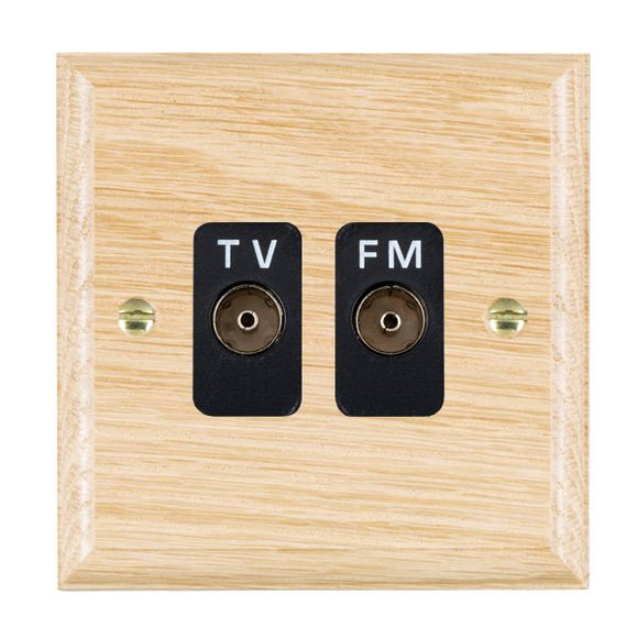 Hamilton WOLTVFMB Woods Ovolo Light Oak Isolated TV/FM Diplexer 1in/2out Black Insert