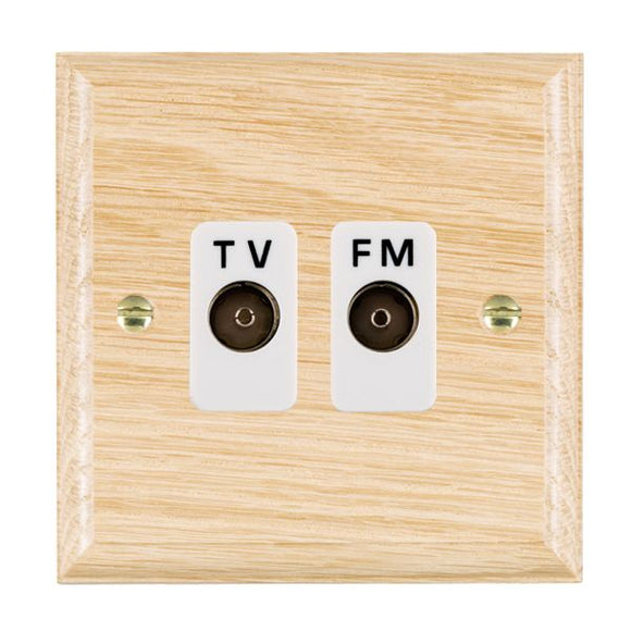 Hamilton WOLTVFMW Woods Ovolo Light Oak Isolated TV/FM Diplexer 1in/2out White Insert