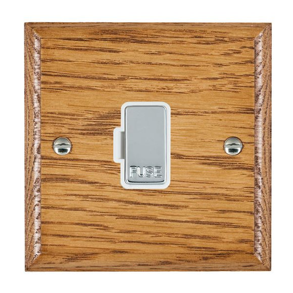 Hamilton WOMFOBC-W Woods Ovolo Medium Oak 1 gang 13A Fuse Only Bright Chrome/White Insert